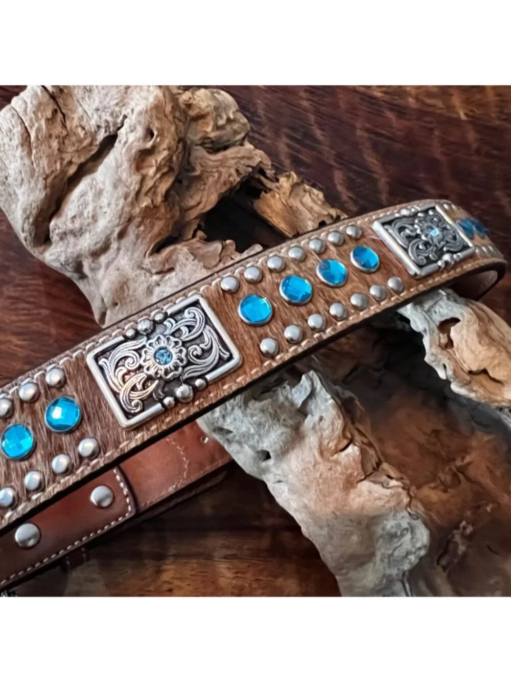 NOCONA BLUE CRYSTALS CONCHOS BELT Tween Child Sz.26